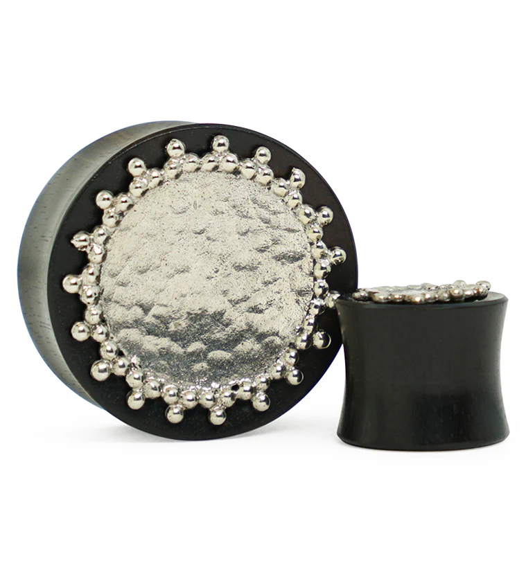 Doily White Brass Inlay Areng Wood Plugs - Mrs Treak