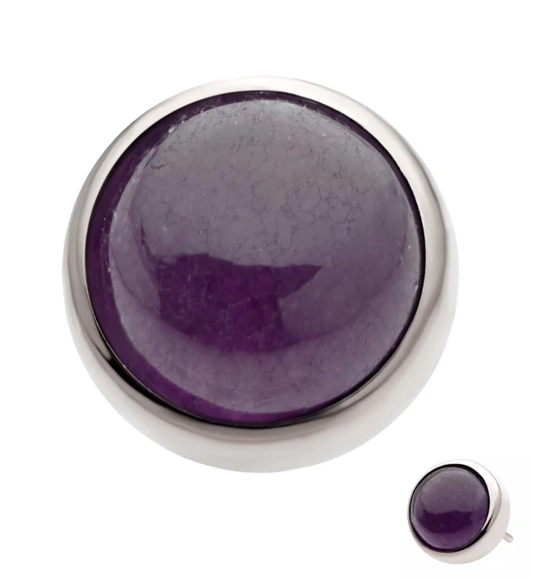 Bezel Amethyst Stone Titanium Threadless Top - Mrs Treak