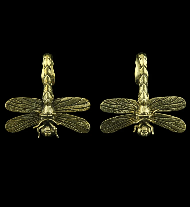 Dragonfly Brass Ear Weights - Mrs Treak