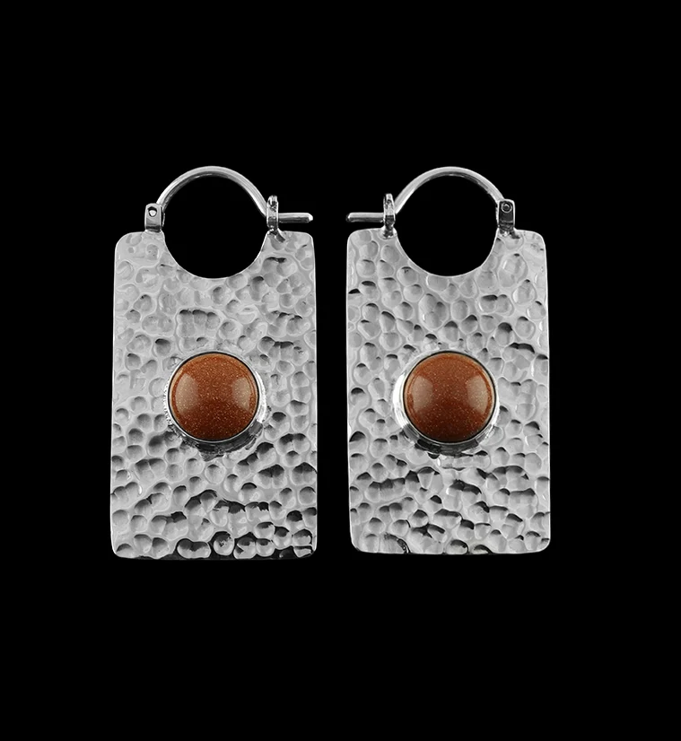 14G Lateral Goldstone Glass White Brass Hangers - Earrings - Mrs Treak