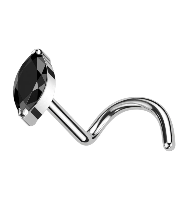 Ovate Black CZ Titanium Nose Screw Ring - Mrs Treak