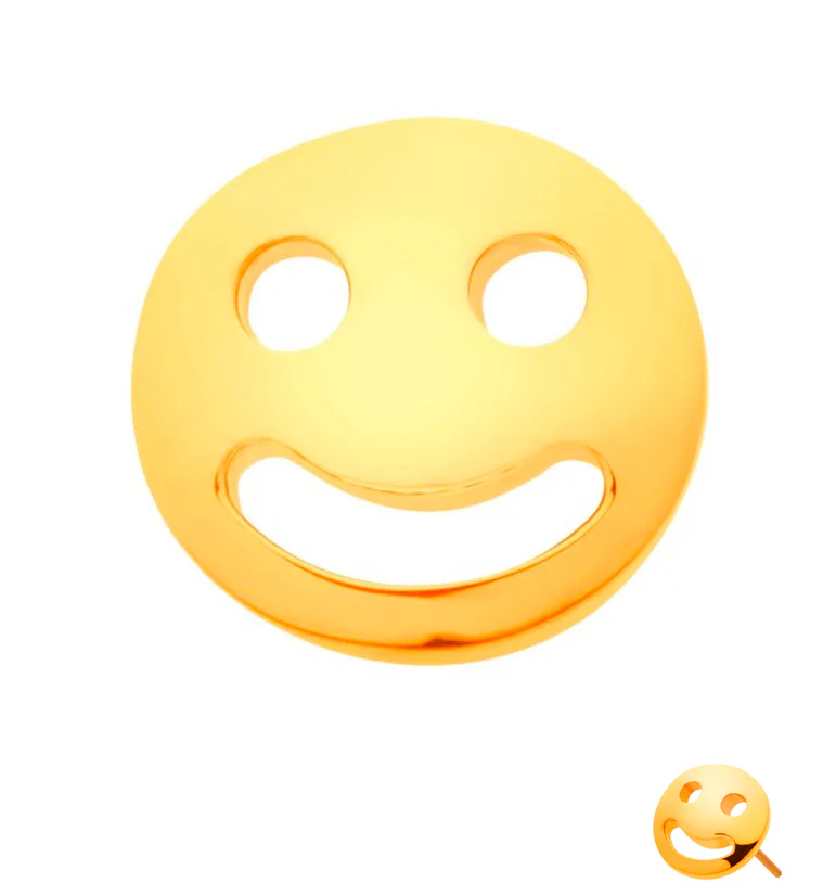 24kt Gold PVD Smiley Threadless Titanium Top - Mrs Treak