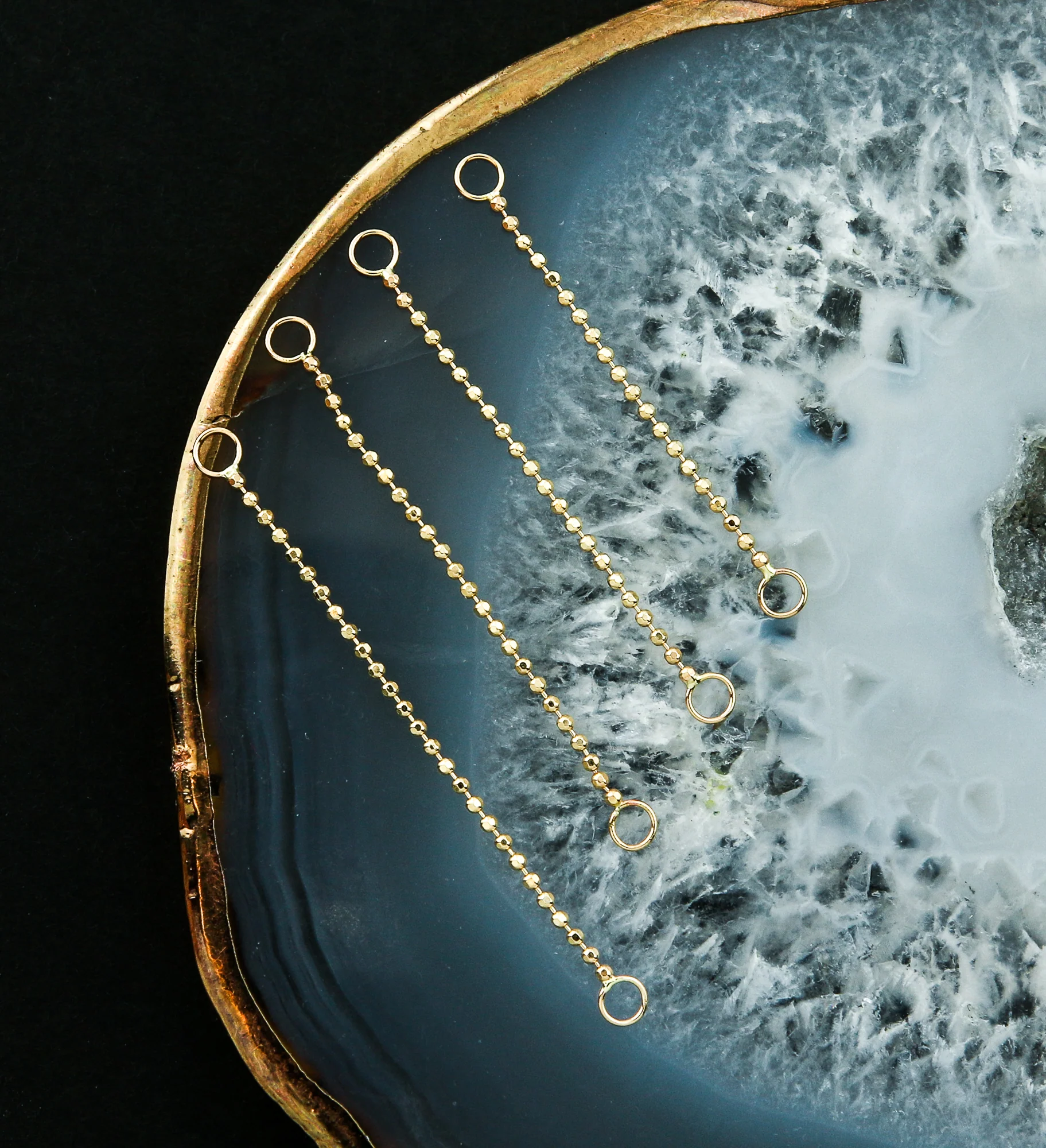 14kt Gold Bead Nose & Cartilage Piercing Chain - Mrs Treak