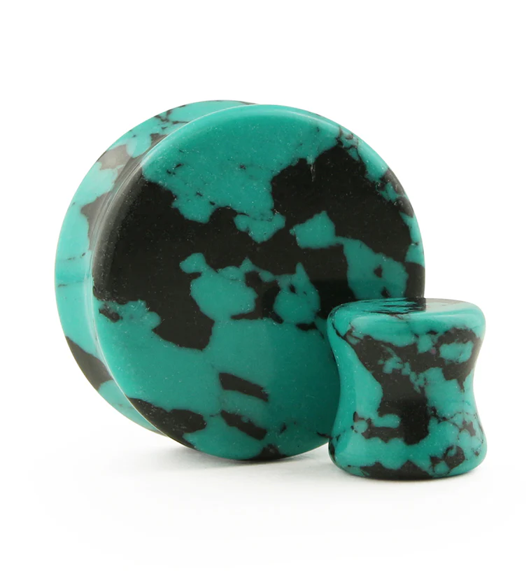 Black & Teal Howlite Stone Plugs - Mrs Treak