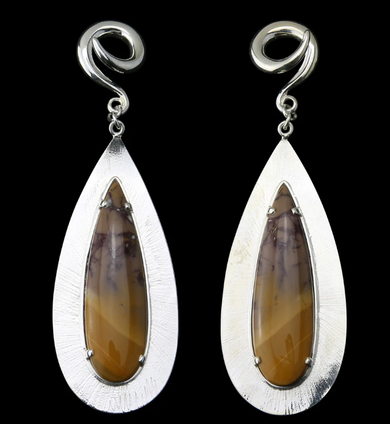 Score Mookaite Stone White Brass Ear Weights - Mrs Treak
