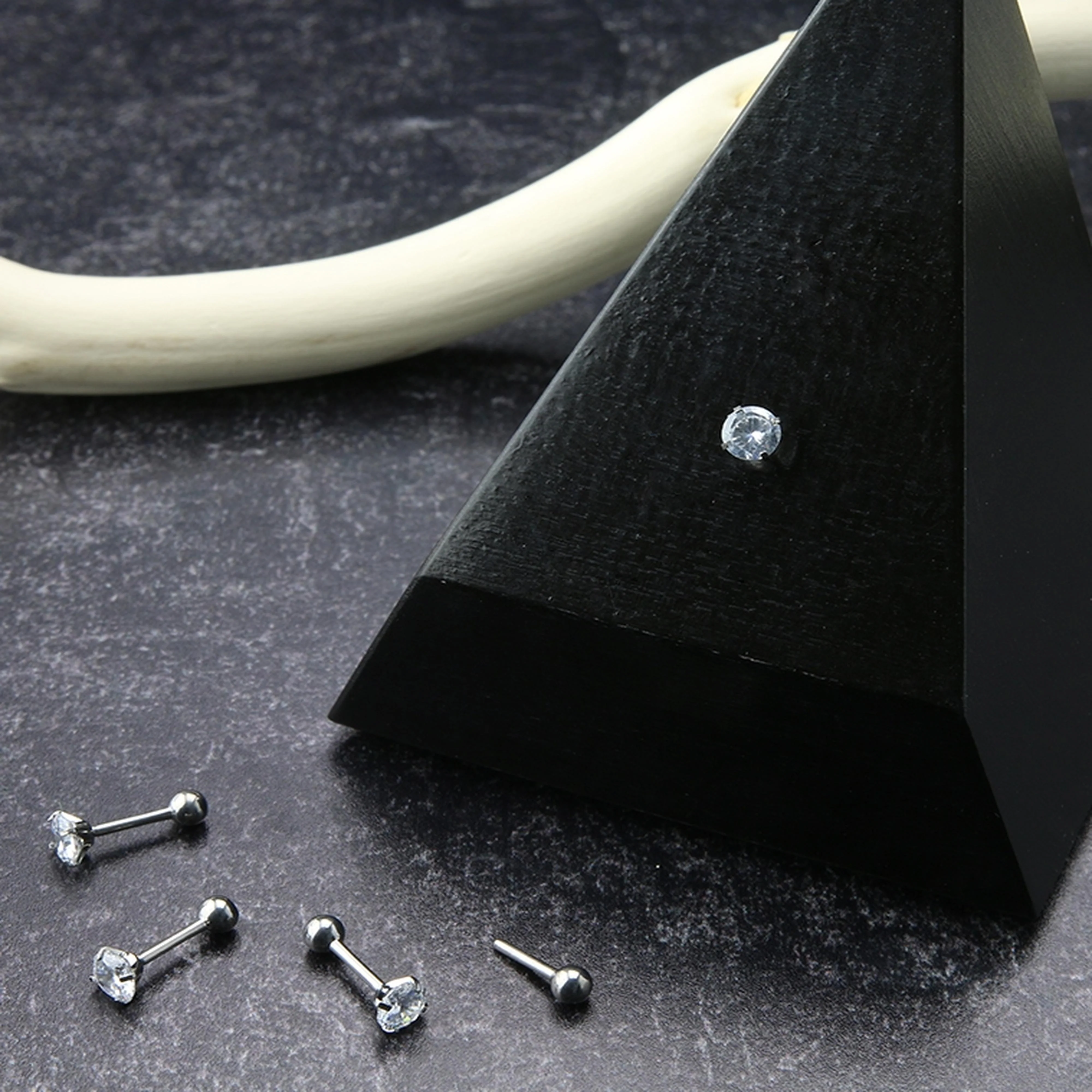 Clear Prong CZ Titanium Threadless Barbell - Mrs Treak