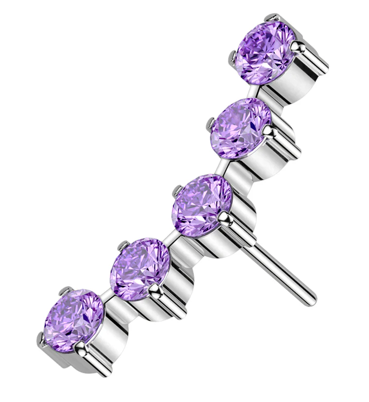 Flex Amethyst CZ Threadless Titanium Top - Mrs Treak