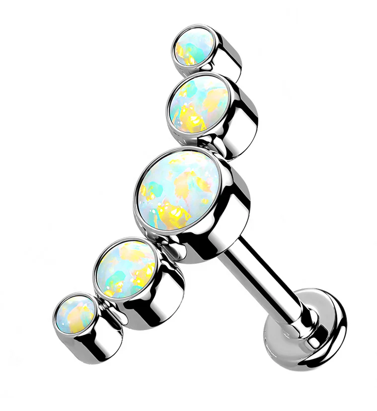 White Opalite Quinary Titanium Cartilage Labret - Mrs Treak