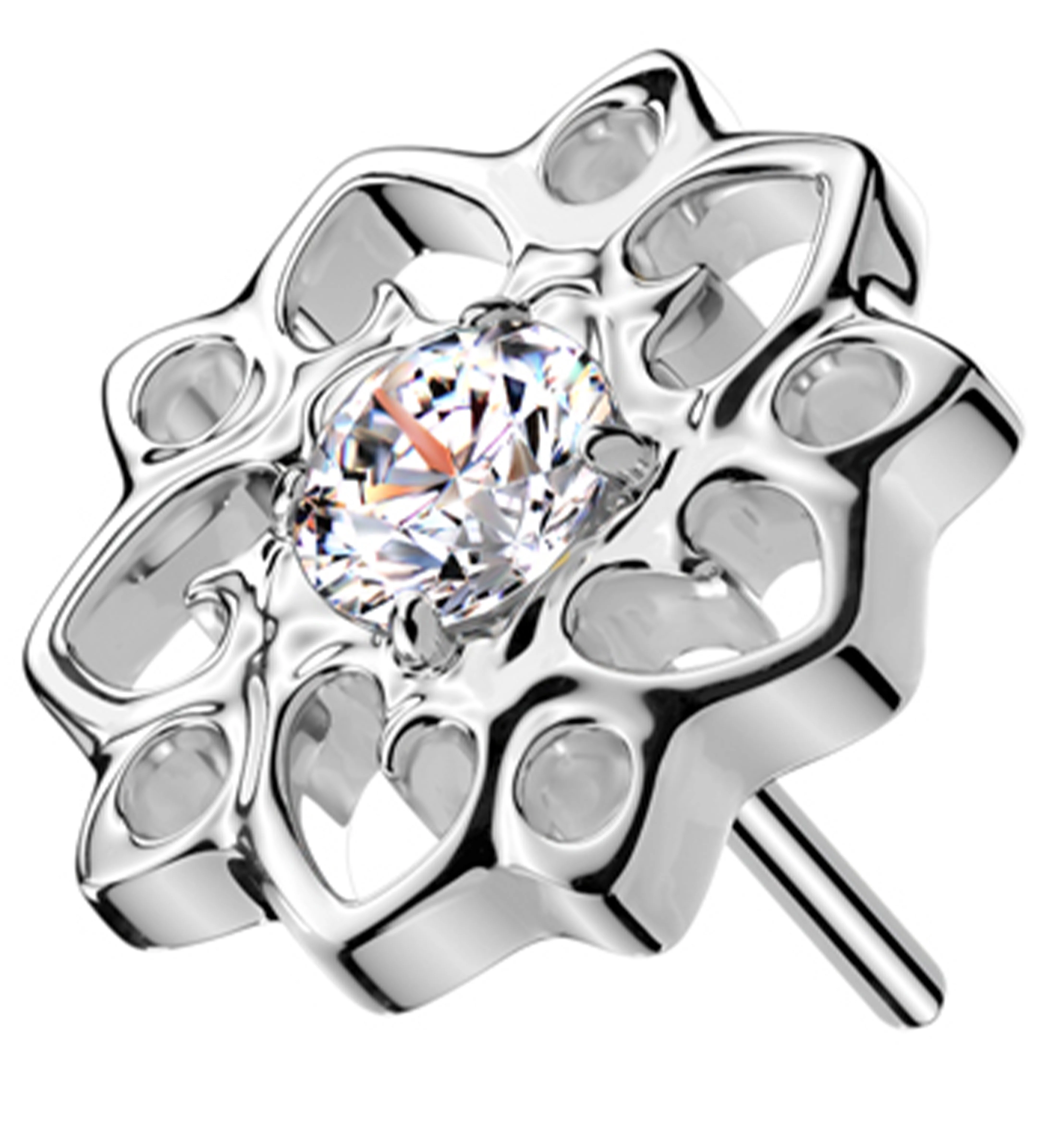 Flower Whimsy Clear CZ Threadless Titanium Top - Mrs Treak