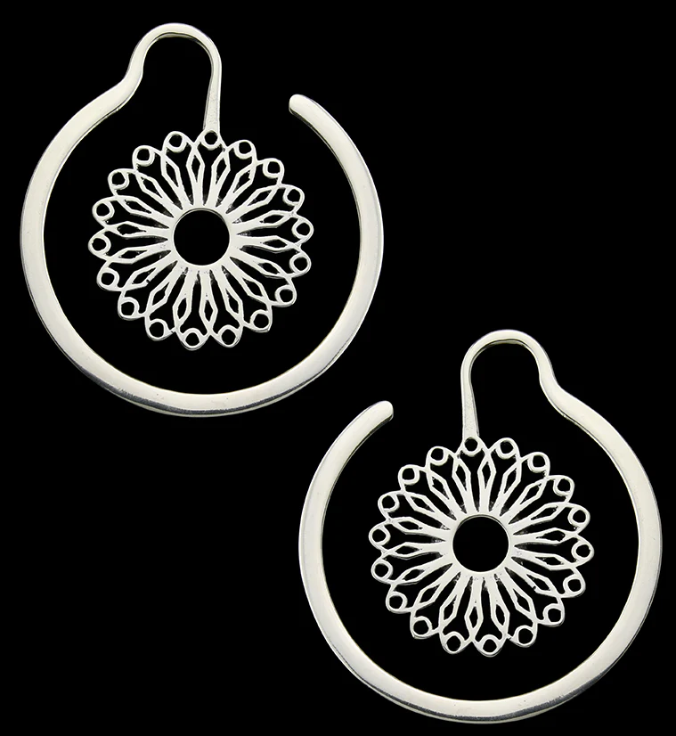 Flower Point White Brass Ear Weights - Mrs Treak