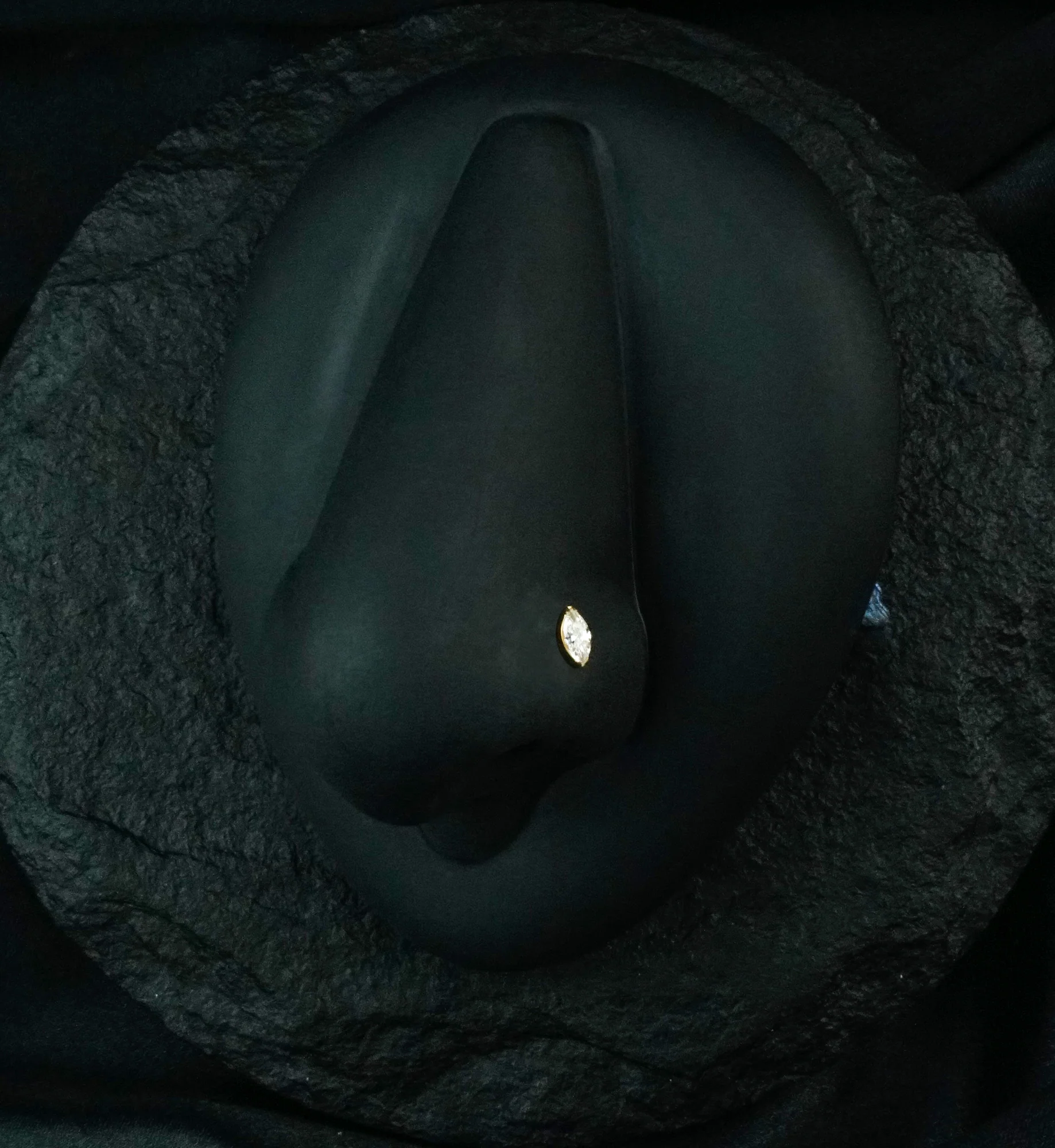 Gold PVD Ovate Clear CZ Titanium Nose Screw Ring - Mrs Treak