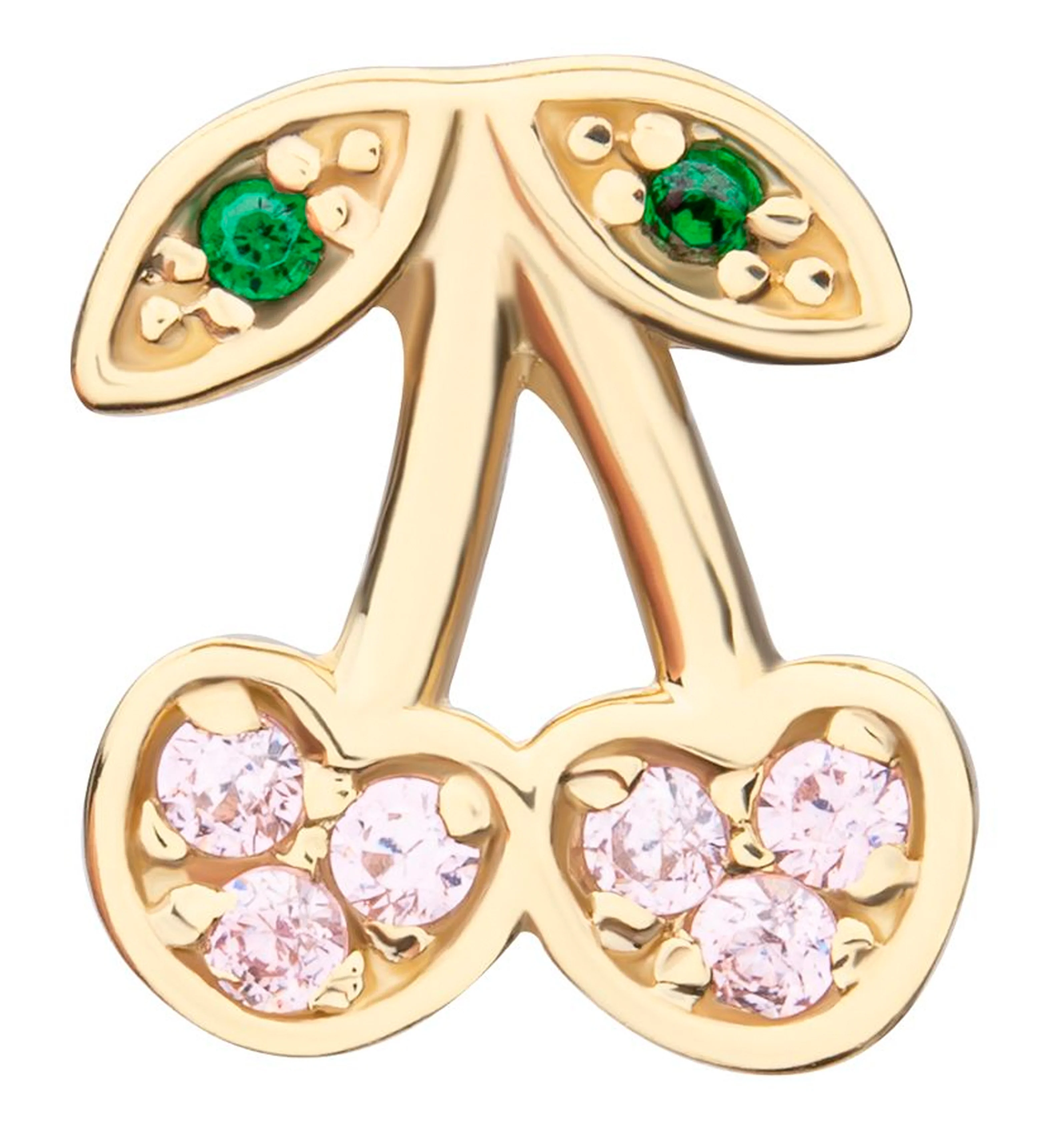 14kt Gold Cherries Pink CZ Threadless Top - Mrs Treak