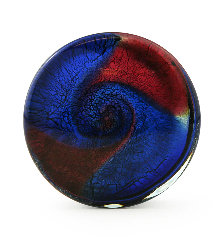 Blue & Red Dichroic Glass Plugs - Mrs Treak