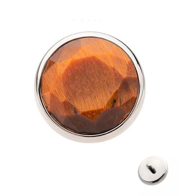 Faceted Tigers Eye Stone Titanium Internally Threaded Top - Mrs Treak