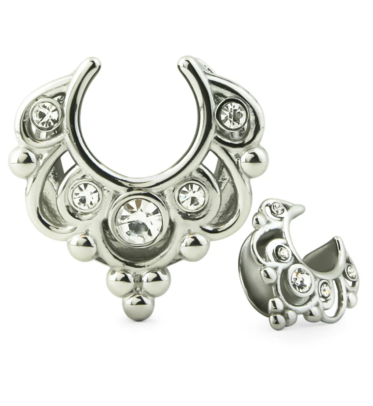 Filigree Clear CZ Stainless Steel Saddles - Mrs Treak