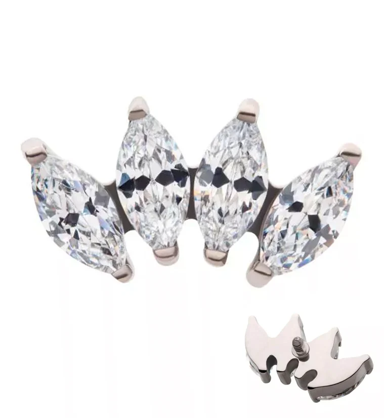 Quartet CZ Internally Threaded Titanium Top - Mrs Treak