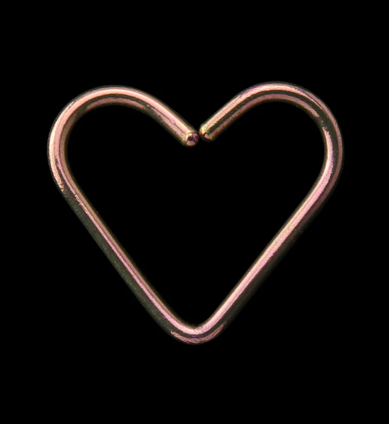Rose Gold Anodized Heart Seamless Titanium Hoop Ring - Mrs Treak