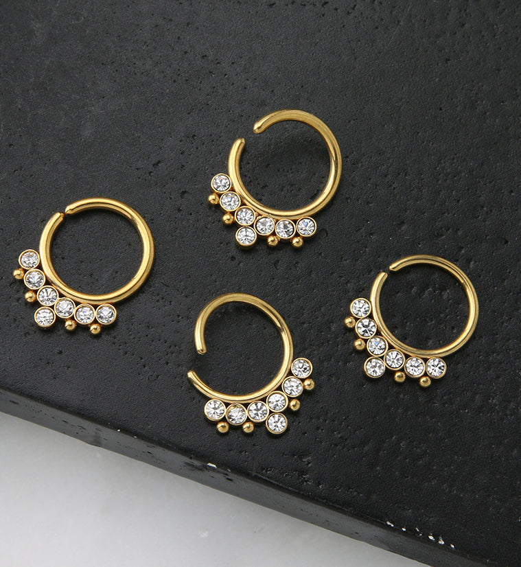 Gold PVD Clear CZ Rally Annealed Seamless Hoop Ring - Mrs Treak