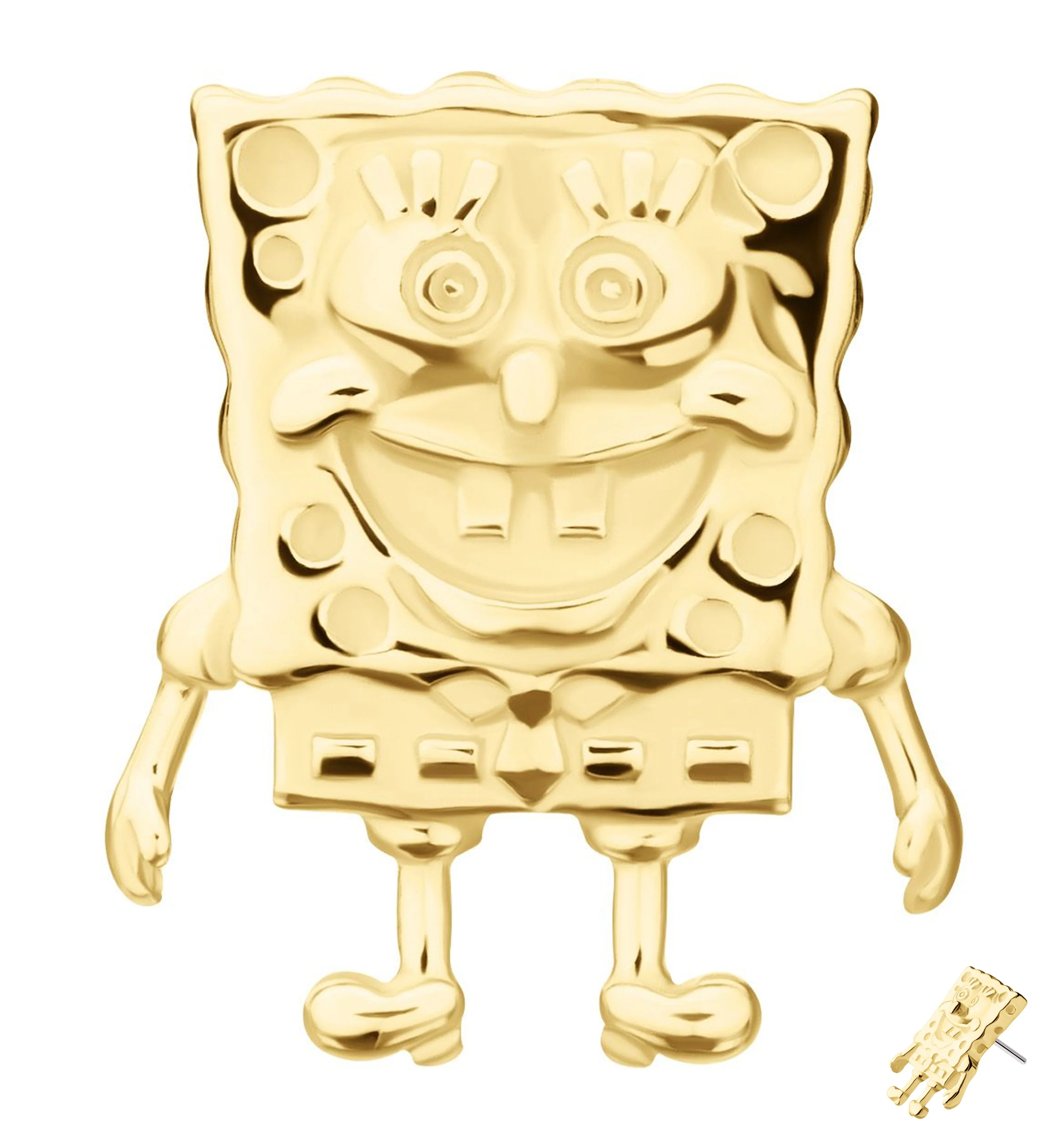 14kt Gold SpongeBob Squarepants Threadless Top - Mrs Treak