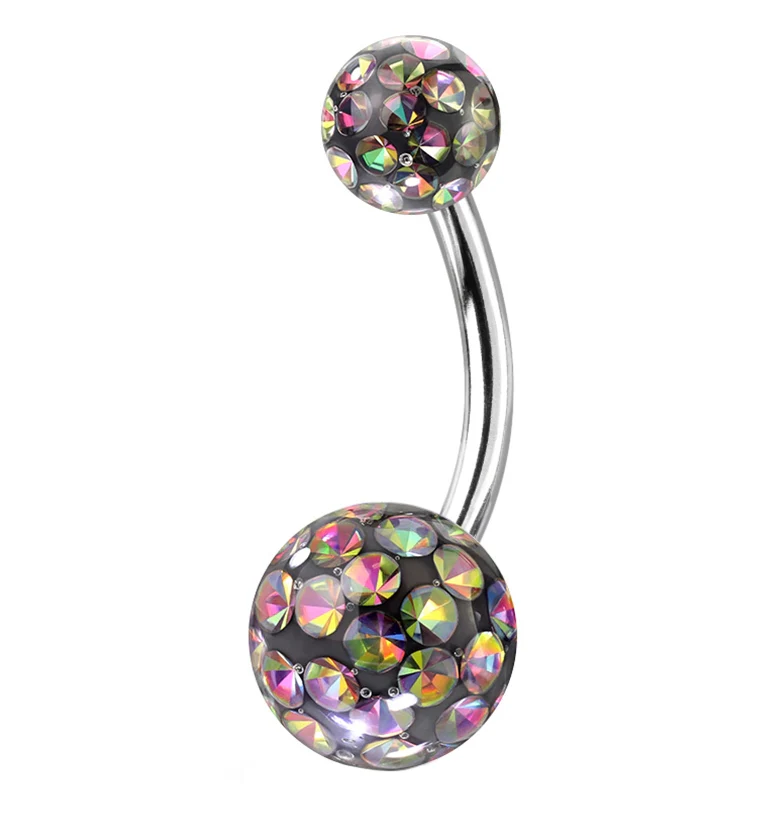 Black Aurora Glitterball Belly Button Ring - Mrs Treak