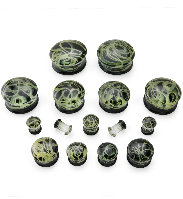 Champagne Haze Swirl Glass Plugs - Mrs Treak