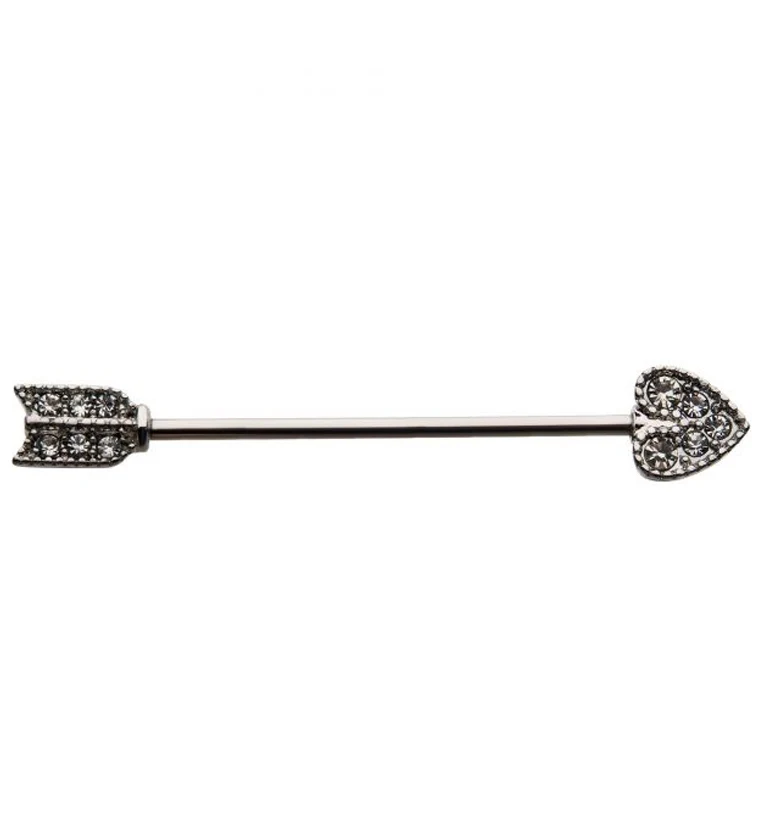 Heart CZ Arrow Industrial Barbell - Mrs Treak