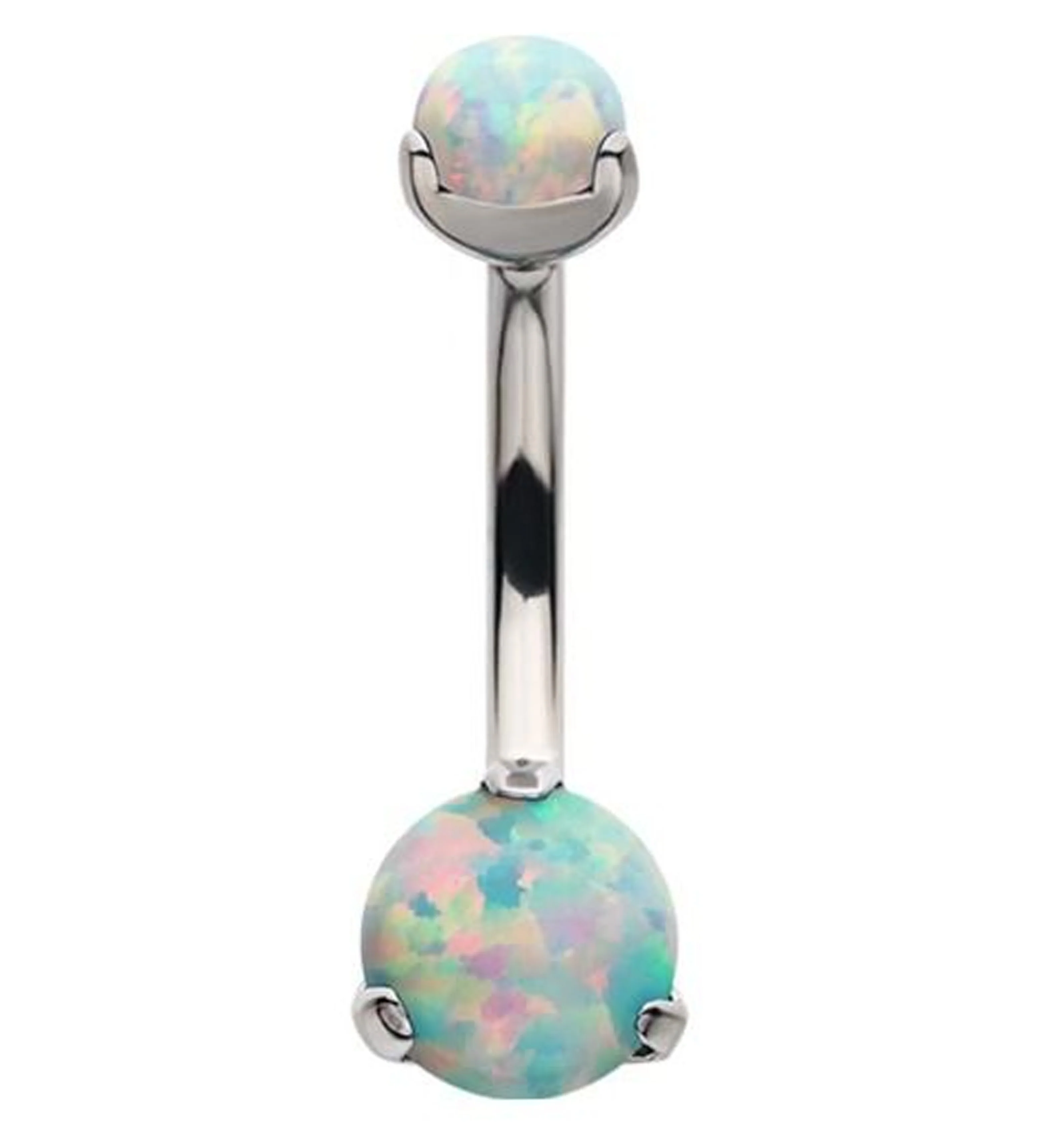 White Opalite Titanium Internally Threaded Belly Button Ring - Mrs Treak