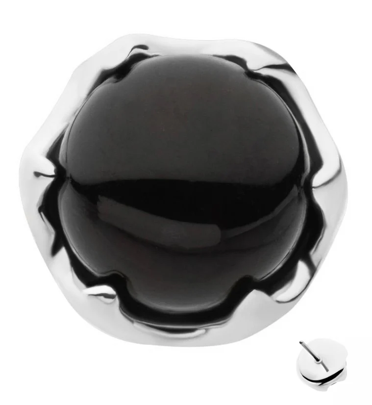14kt White Gold Black Onyx Threadless Top - Mrs Treak
