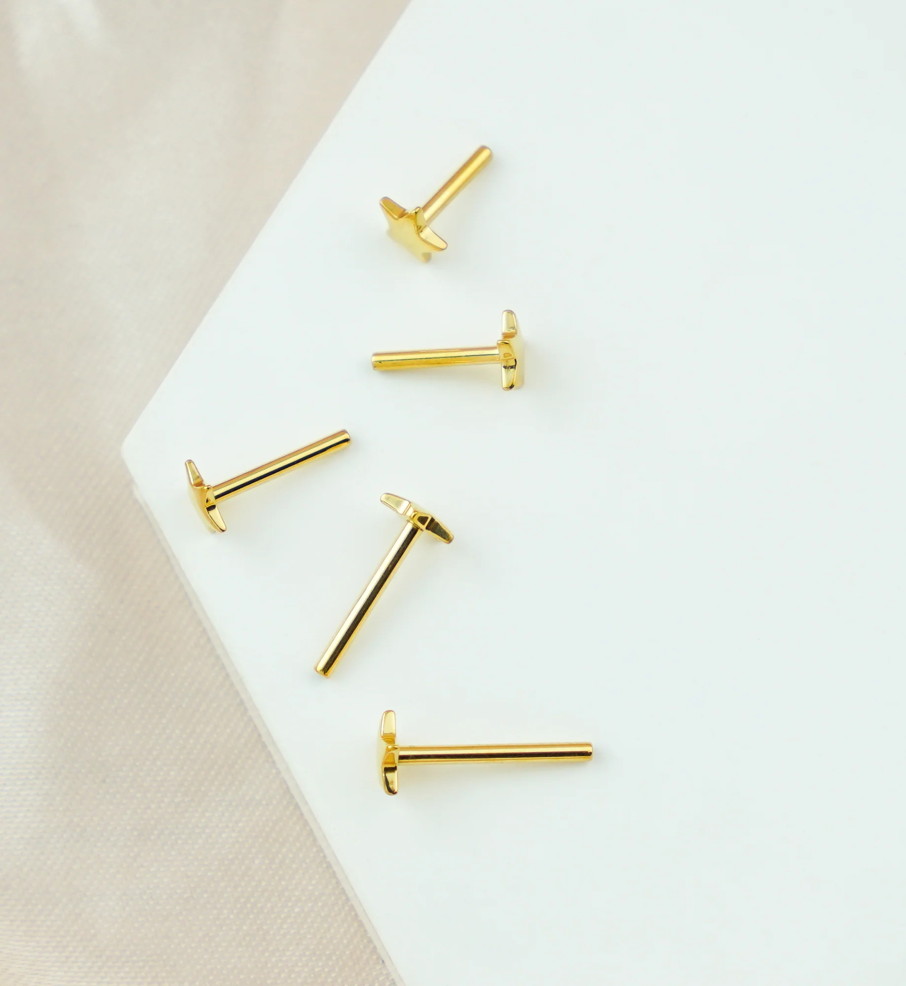 Gold PVD Convex Star Titanium Threadless Labret Post - Mrs Treak