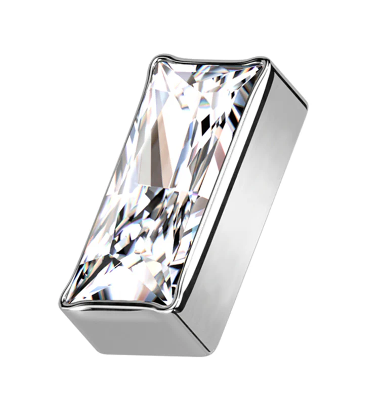 Baguette Clear CZ Internally Threaded Titanium Top - Mrs Treak