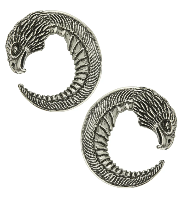Eagle Head Circular White Brass Ear Weights - Mrs Treak