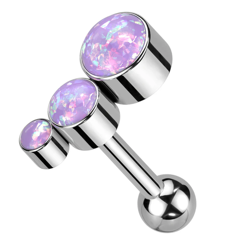 Descend Purple Opalite Titanium Threadless Cartilage Barbell - Mrs Treak