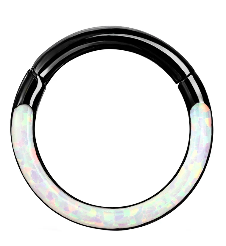 Black PVD Opalite Frontal Hinged Segment Ring - Mrs Treak