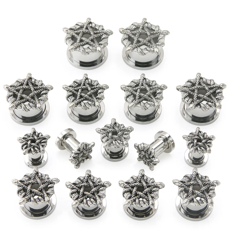 Snake Pentagram Stainless Steel Tunnel Plugs - Mrs Treak