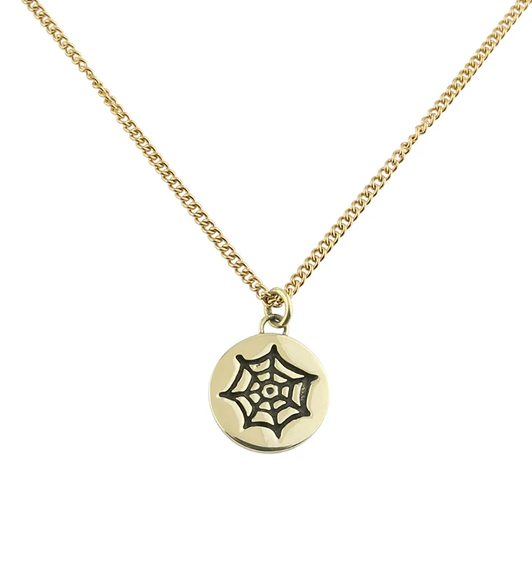 Spiderweb Brass Charm Necklace - Mrs Treak