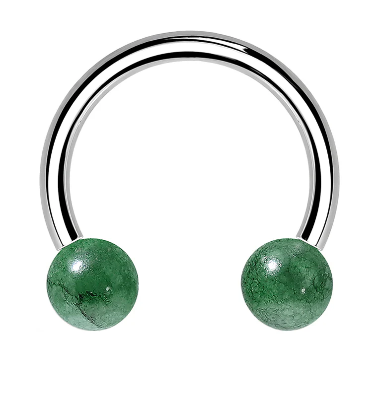 Green Aventurine Stone Circular Barbell - Mrs Treak