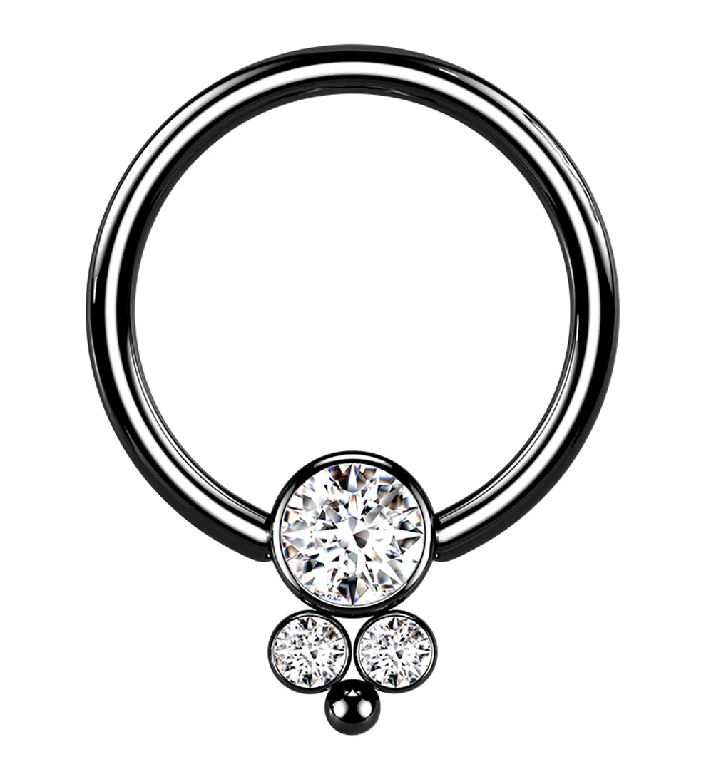 Black PVD Bevy CZ Captive Ring - Mrs Treak