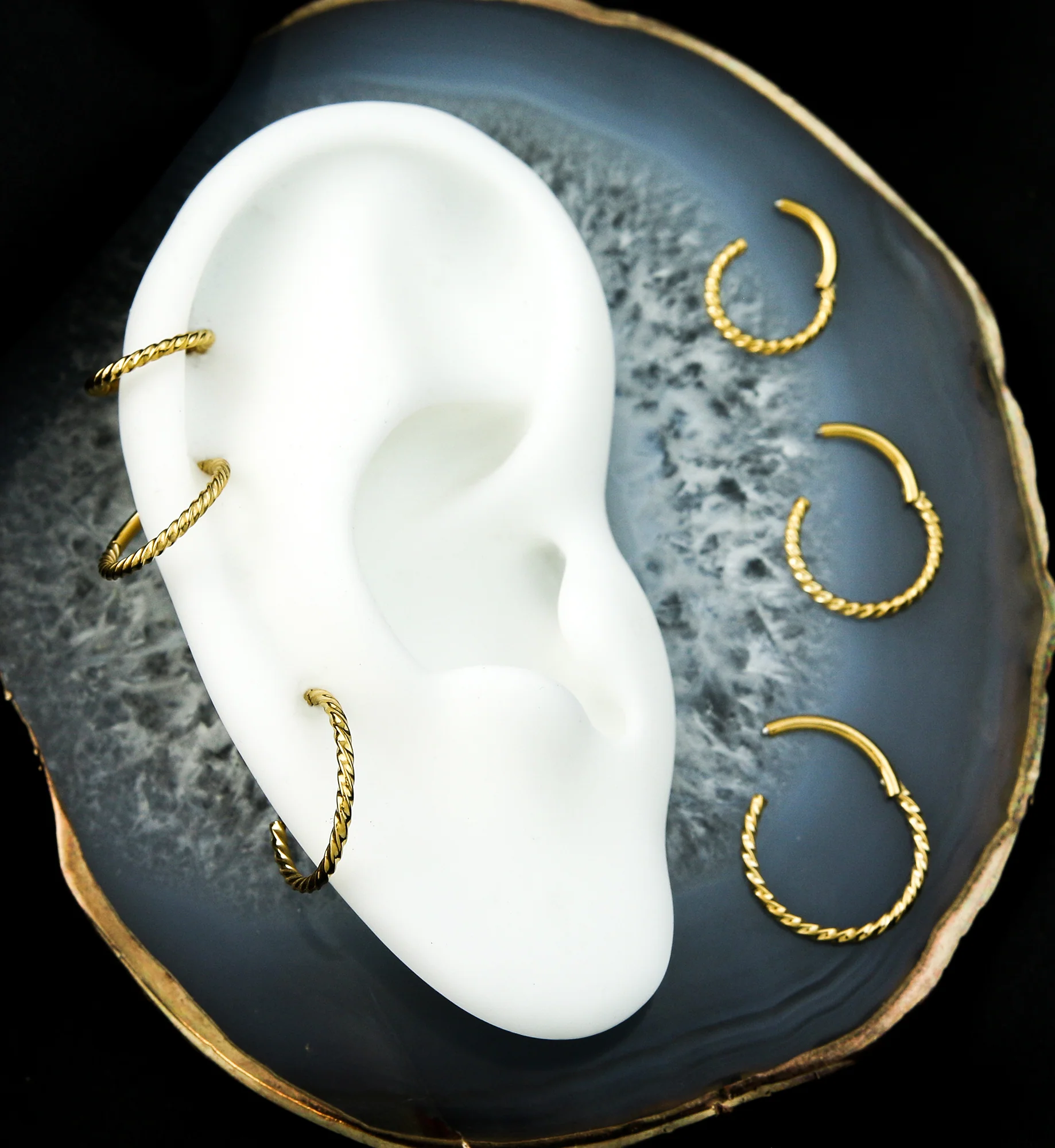 Gold PVD Twisted Titanium Segment Ring - Mrs Treak