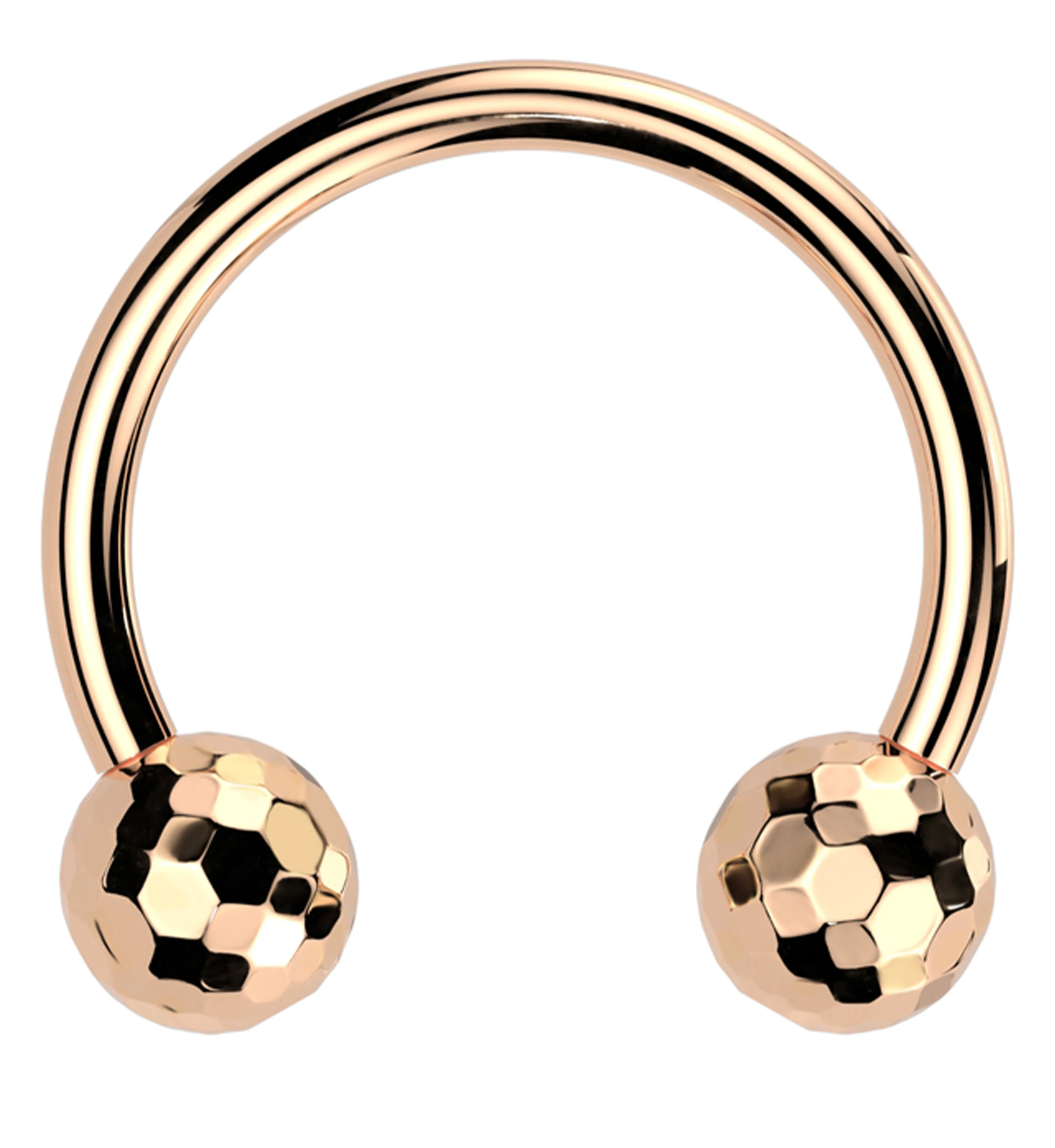Rose Gold PVD Faceted Ball Threadless Titanium Circular Barbell - Mrs Treak