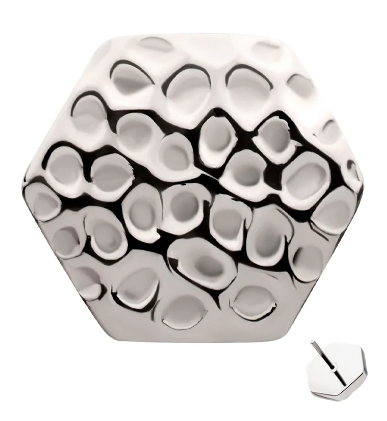 Hammered Hexagon Titanium Threadless Top - Mrs Treak