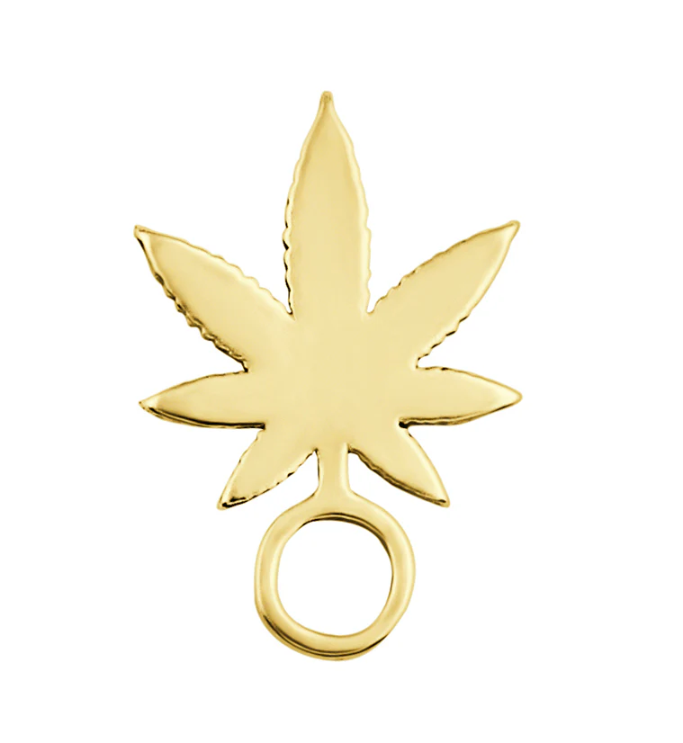 Gold PVD Hemp Leaf Stainless Steel Charm - Mrs Treak