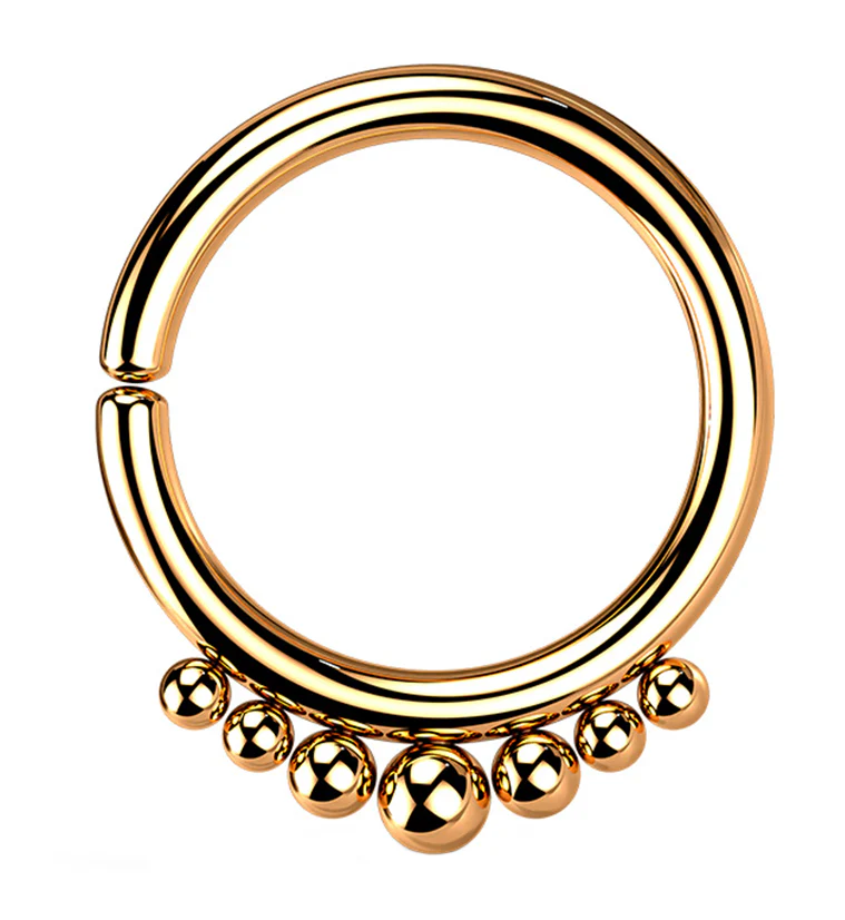 Rose Gold PVD Beaded Annealed Seamless Hoop Ring - Mrs Treak