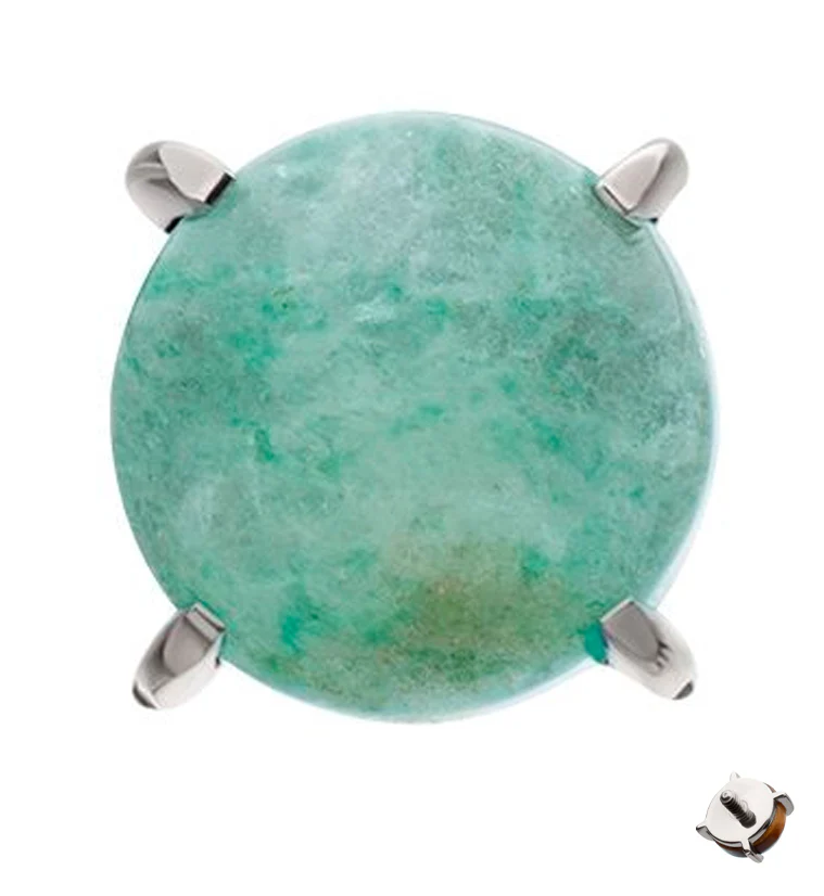Prong Set Aventurine Stone Titanium Internally Threaded Top - Mrs Treak