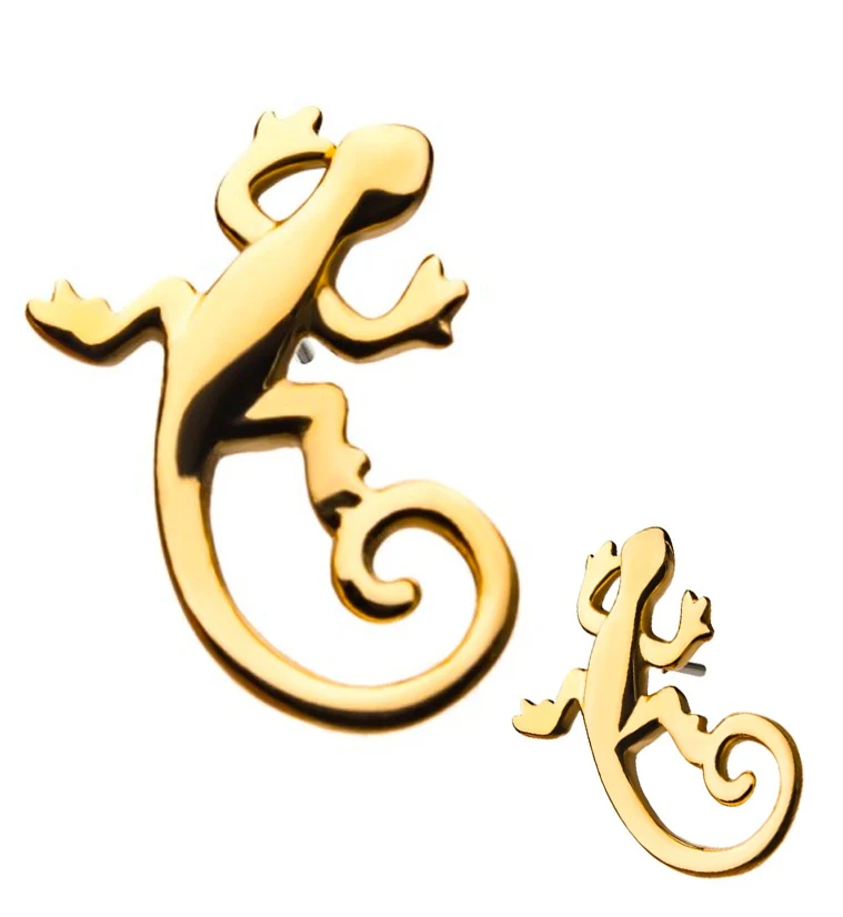 14kt Gold Lizard Threadless Top - Mrs Treak