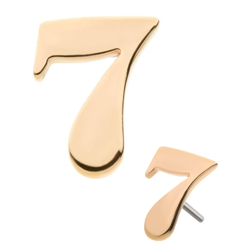 14kt Gold Number 7 Threadless Top - Mrs Treak