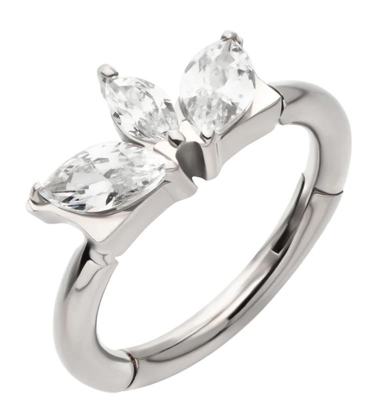 Empress Clear CZ Titanium Hinged Segment Ring - Mrs Treak