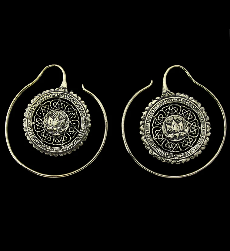 Lotus Medallion Brass Hangers / Earrings - Mrs Treak