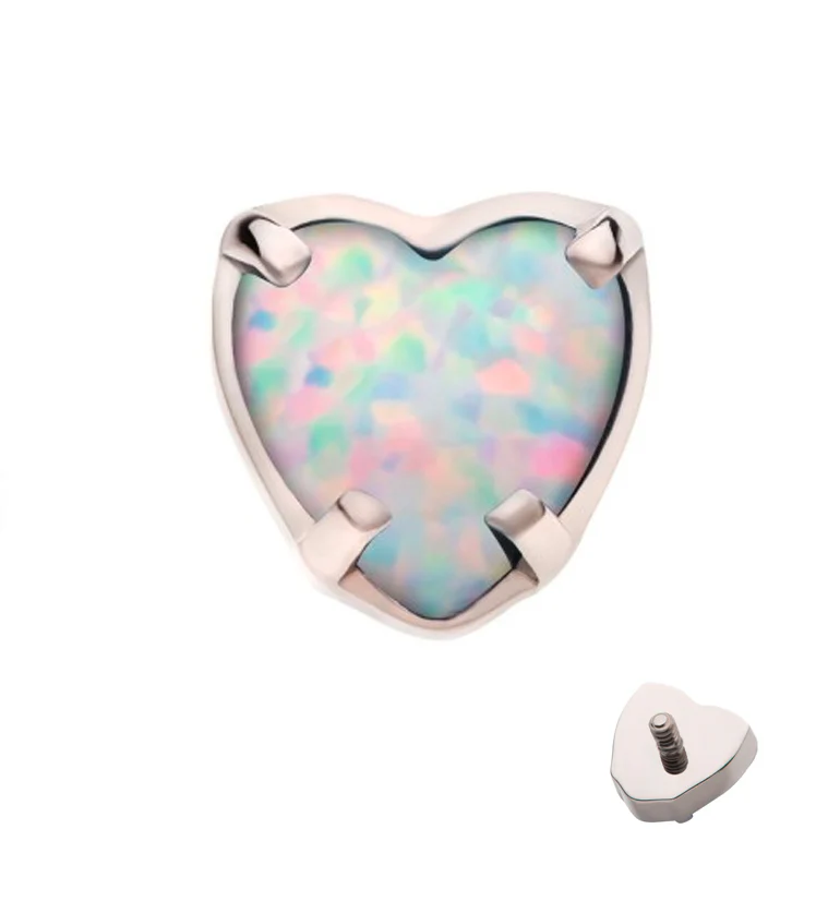 Heart White Opalite Internally Threaded Titanium Top - Mrs Treak