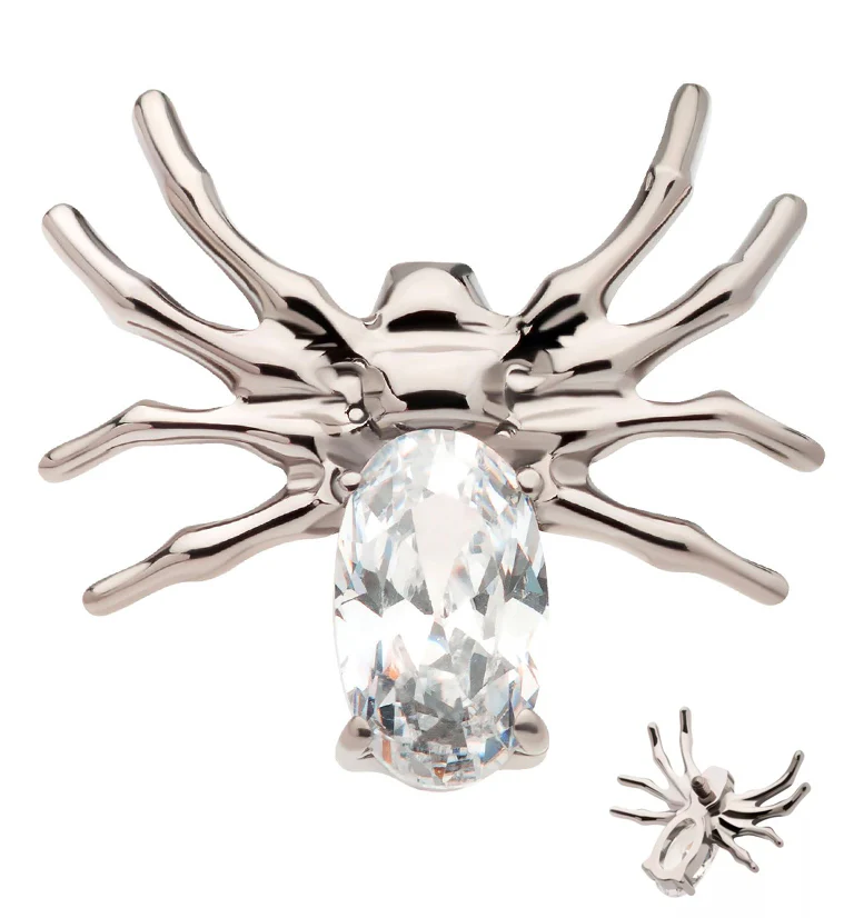 Spider Clear CZ Internally Threaded Titanium Top - Mrs Treak