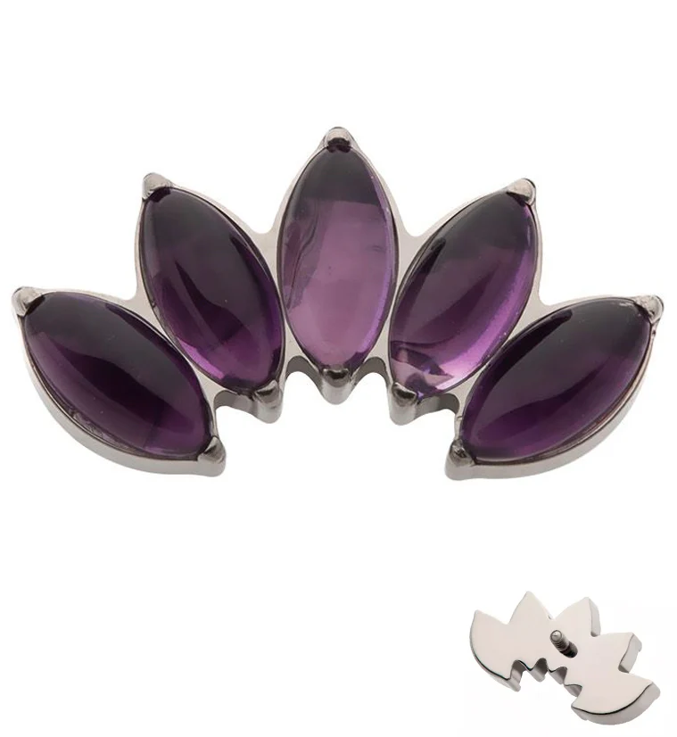 Half Crown Amethyst Stone Internally Threaded Titanium Top - Mrs Treak